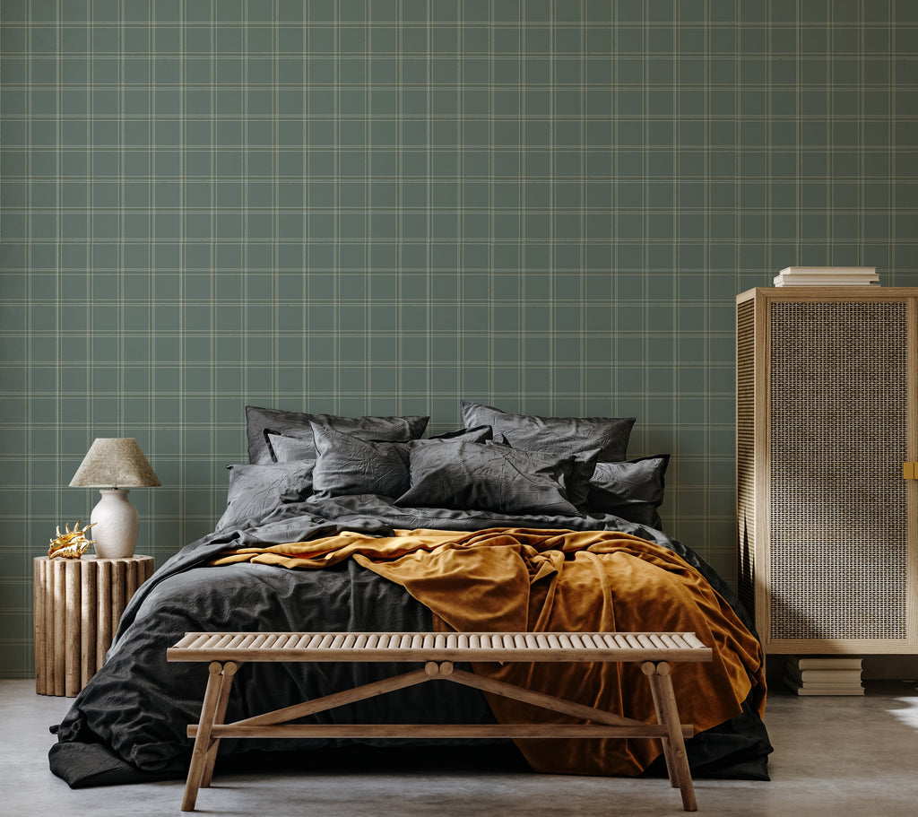 Max Geometric Wallpaper in Brown, Beige, and Green - Minimalist