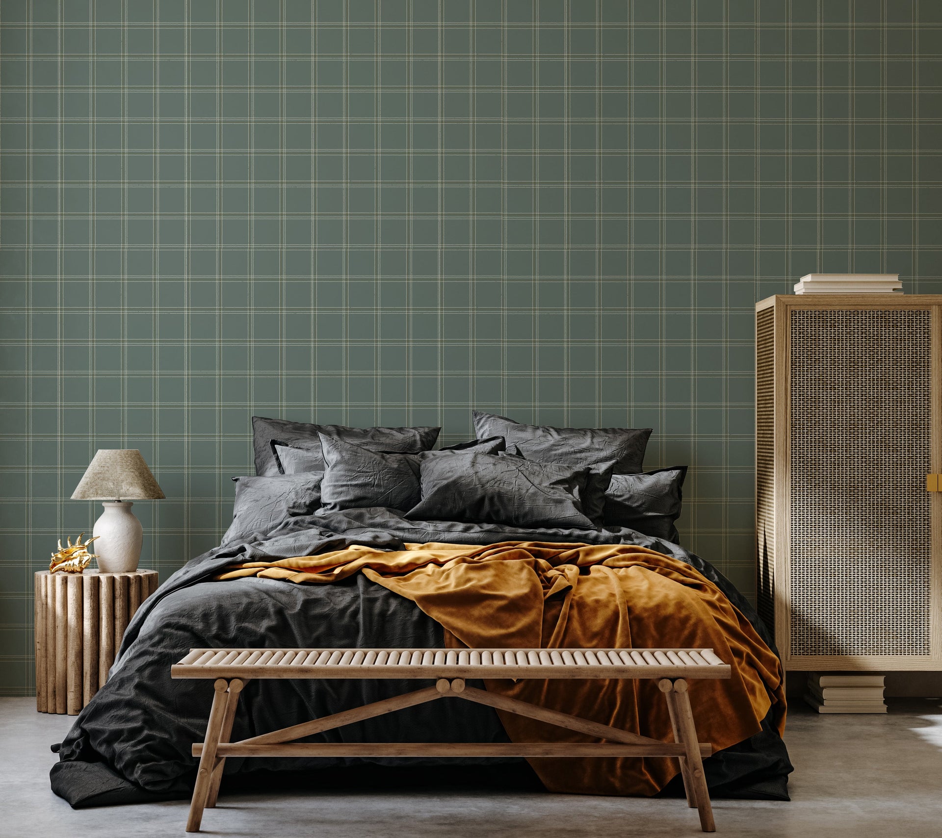 Max Geometric Wallpaper in Brown, Beige, and Green - Minimalist