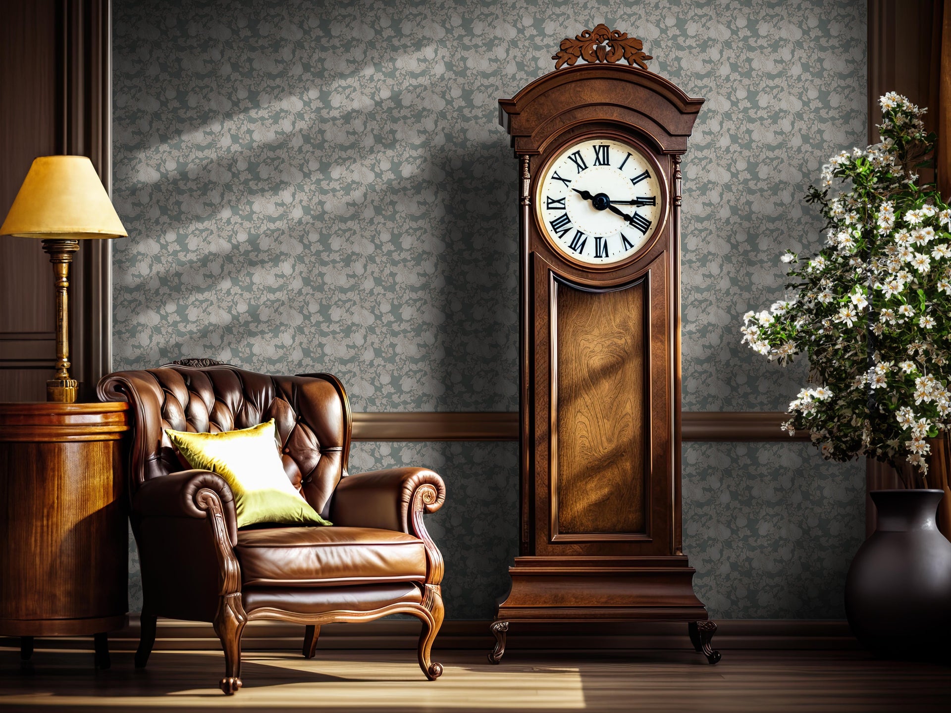 Copeland Cottagecore Wallpaper in Taupe and Brown