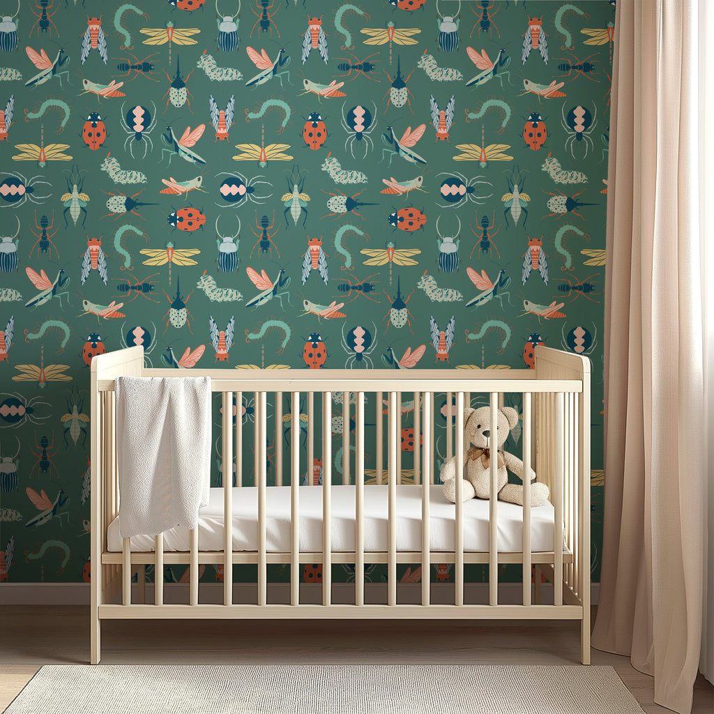 Flick Whimsical Nature-Inspired Removable Wallpaper, Sage Green