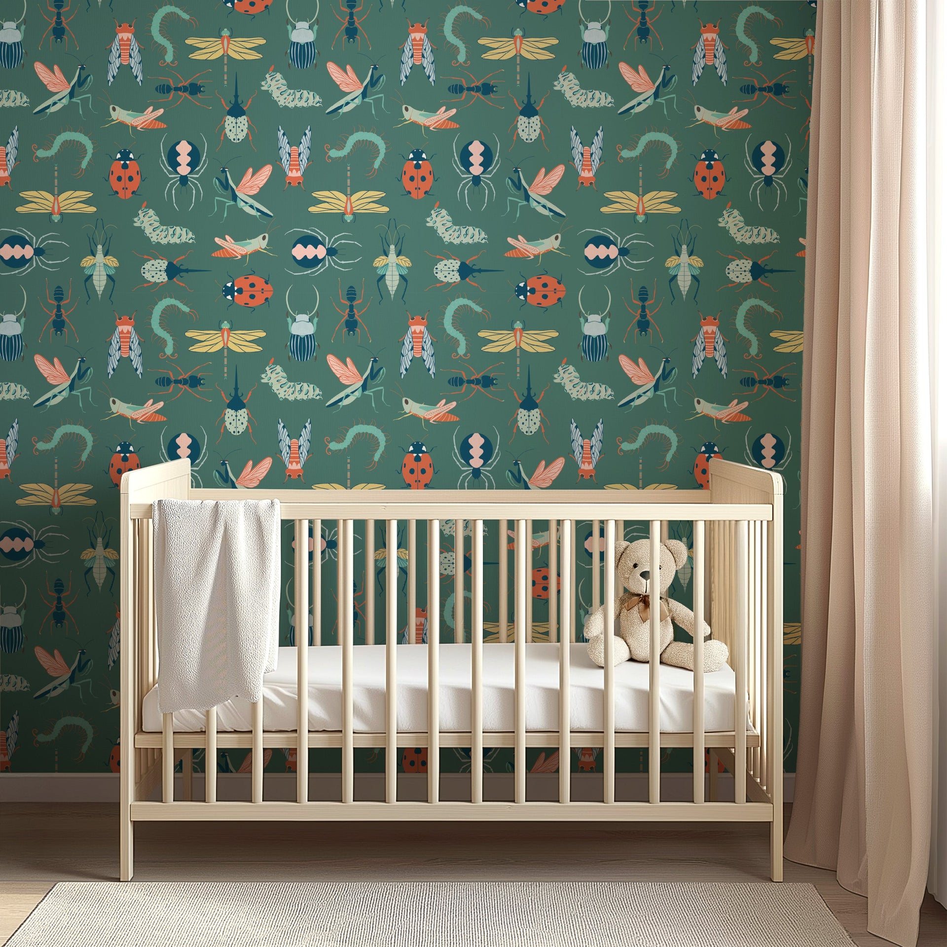 Flick Whimsical Nature-Inspired Removable Wallpaper, Sage Green