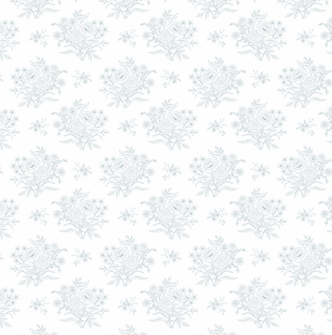 Kylia Floral Wallpaper in White Grey Taupe and Blue Classic