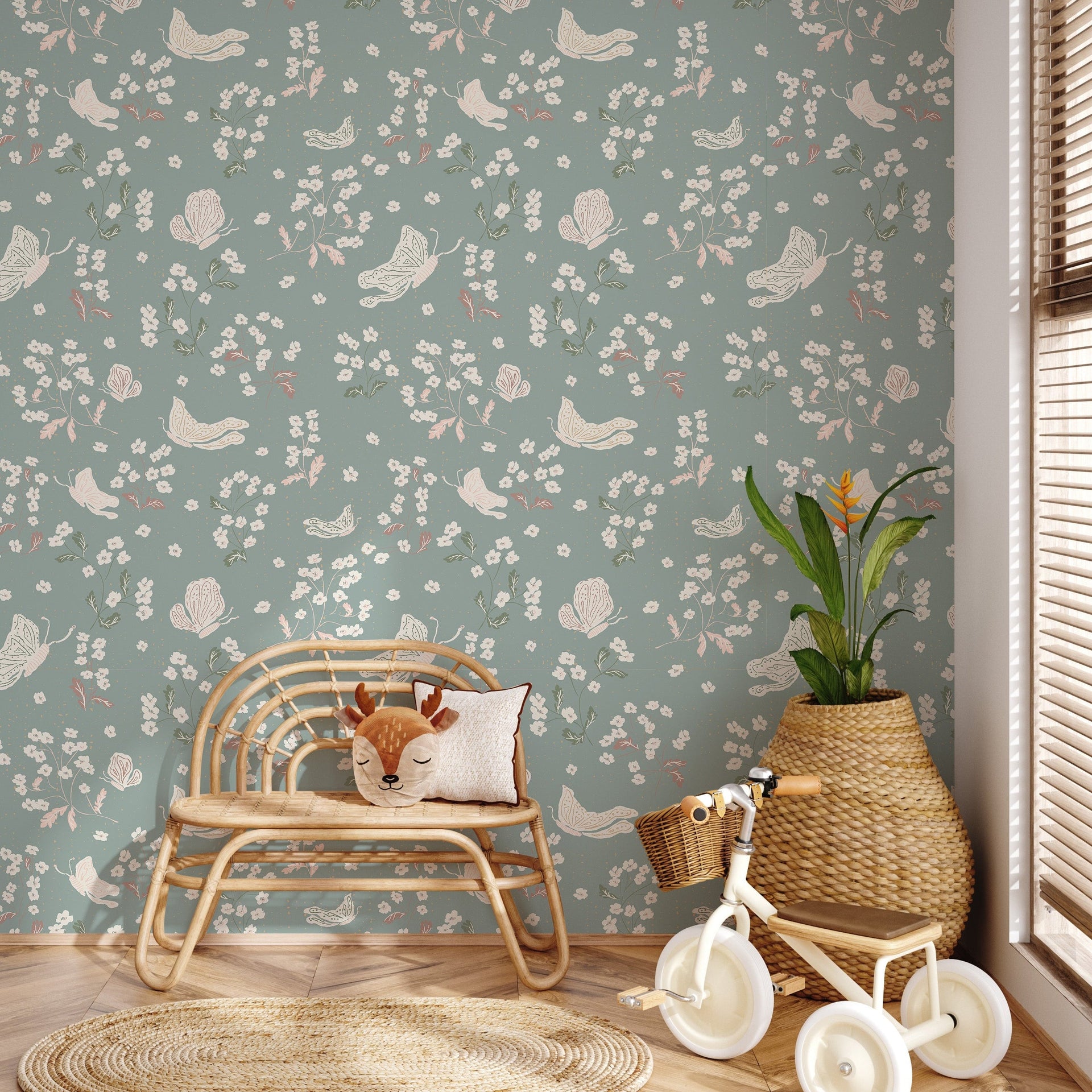 Ronnie wallpaper design by Creating to Love installed on a modern interior wall