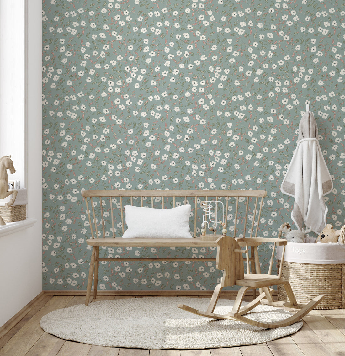 Clancy Floral Wallpaper in Pink, White and Green