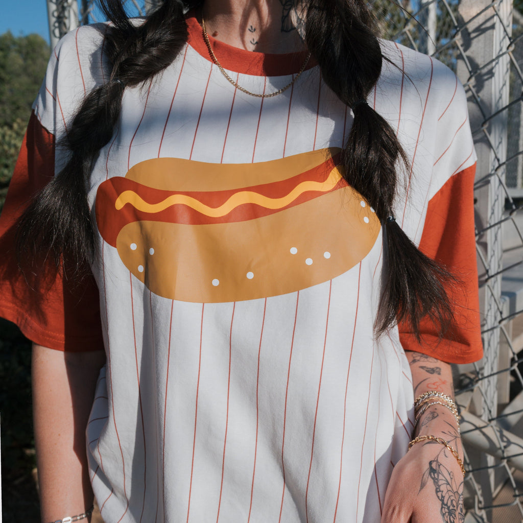 Unisex Retro Sport Hot Dog Graphic Tee in Cotton Blend