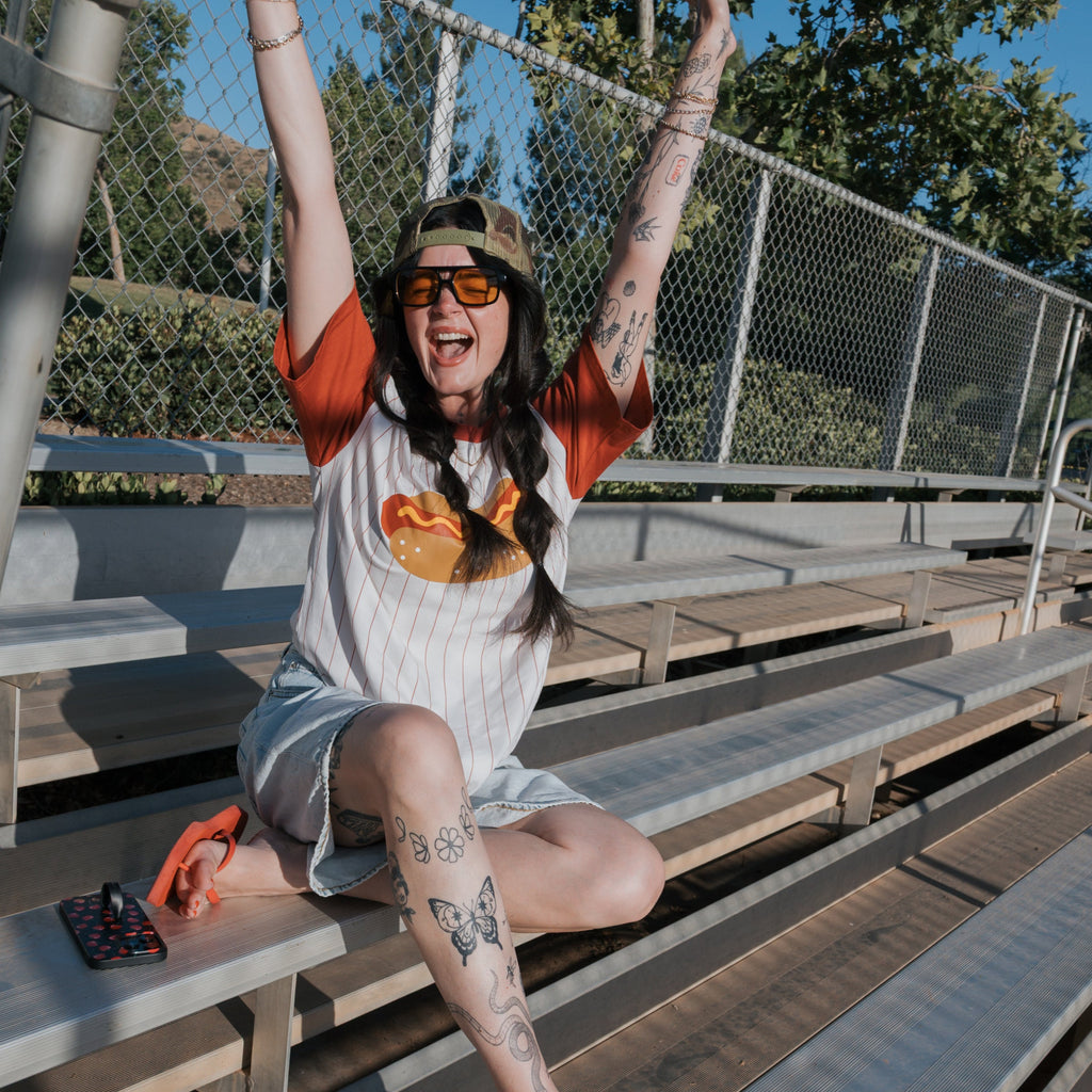 Unisex Retro Sport Hot Dog Graphic Tee in Cotton Blend
