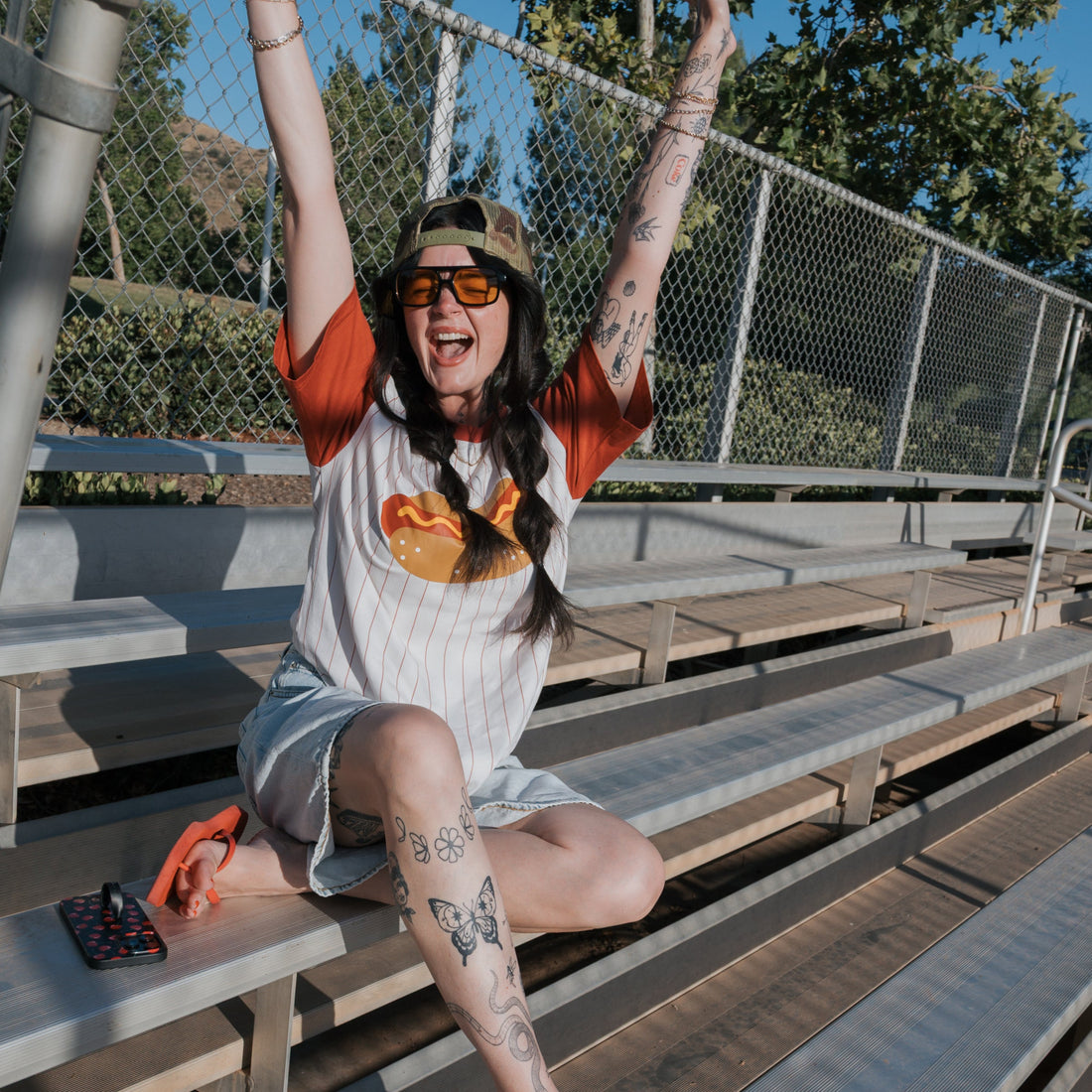 Unisex Retro Sport Hot Dog Graphic Tee in Cotton Blend