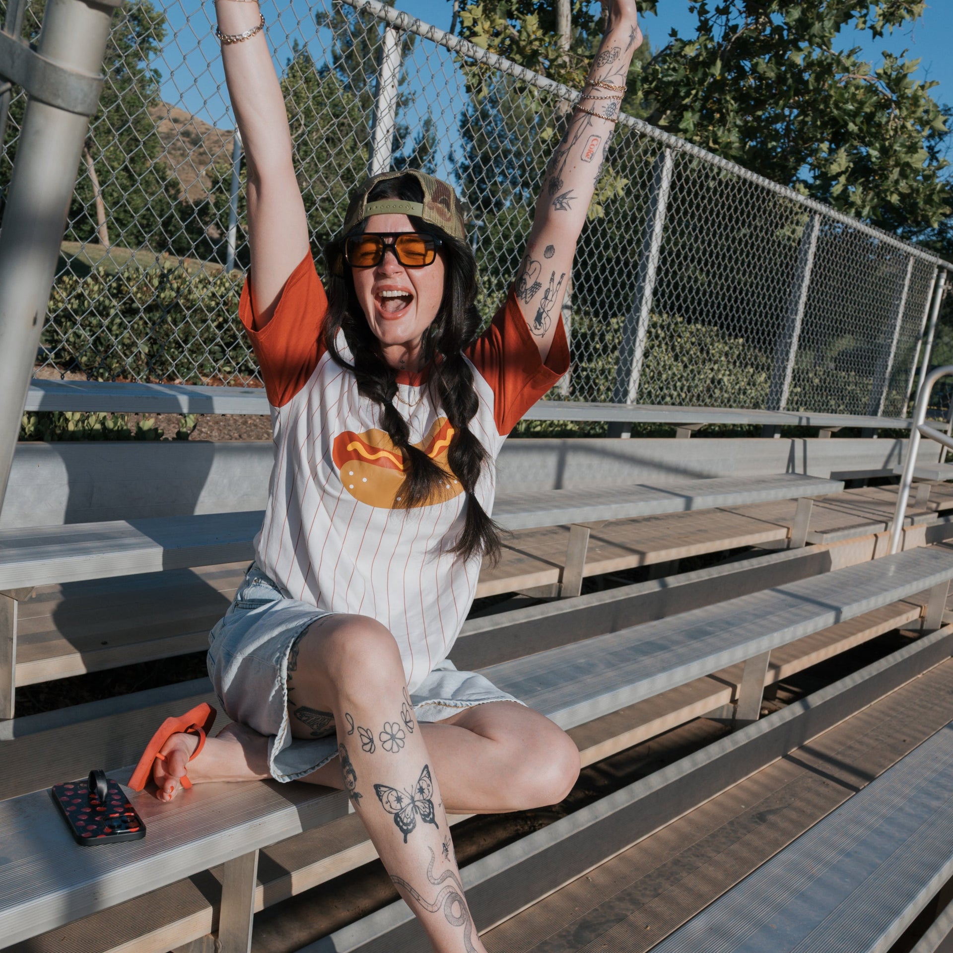 Unisex Retro Sport Hot Dog Graphic Tee in Cotton Blend