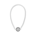 Crystal Clear spiral headband in transparent plastic with a white branded disc on a neutral background.