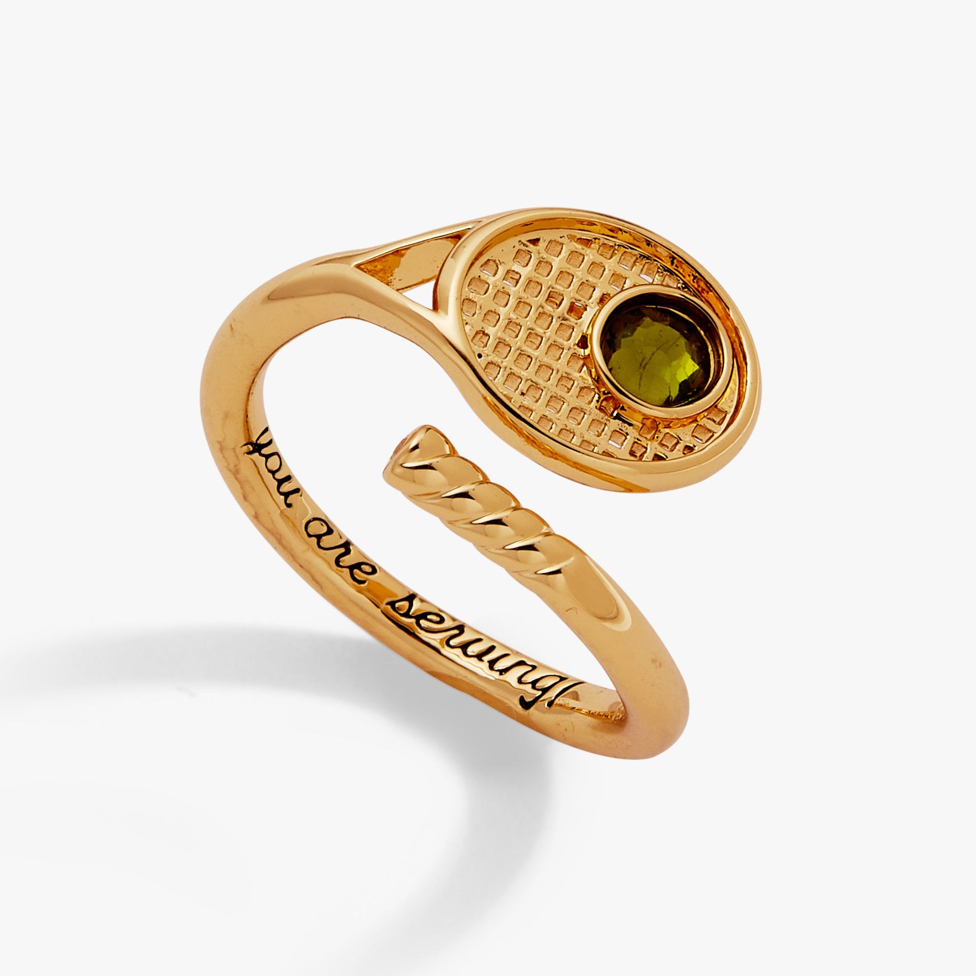 Tennis Racket 'You Are Serving' Wrap Ring for Court Enthusiasts