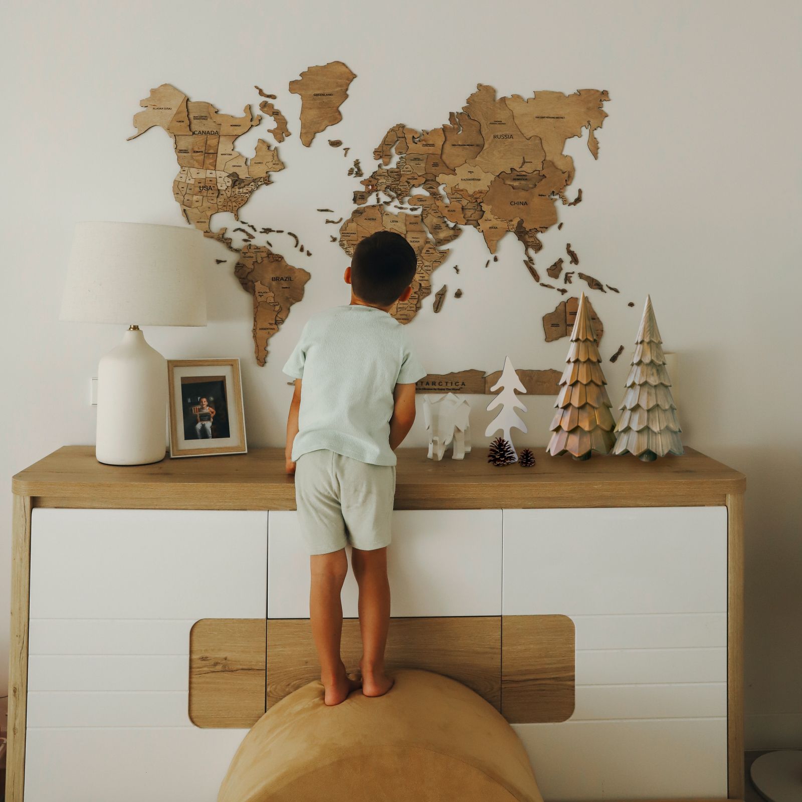 Terra Wooden Travel Map for Christmas and Home Decor