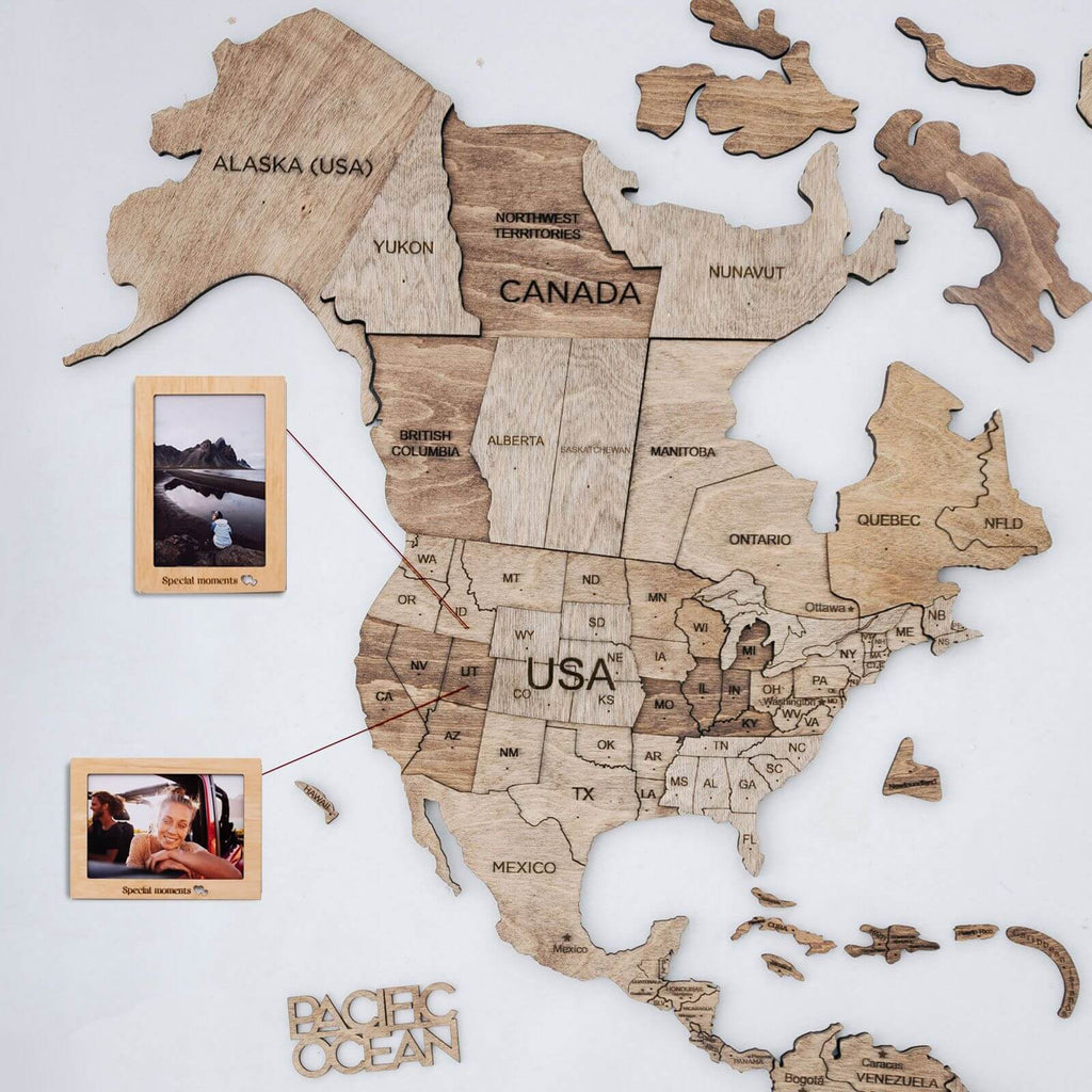 3D Wooden World Map Terra Wall Art in Brown and Tan