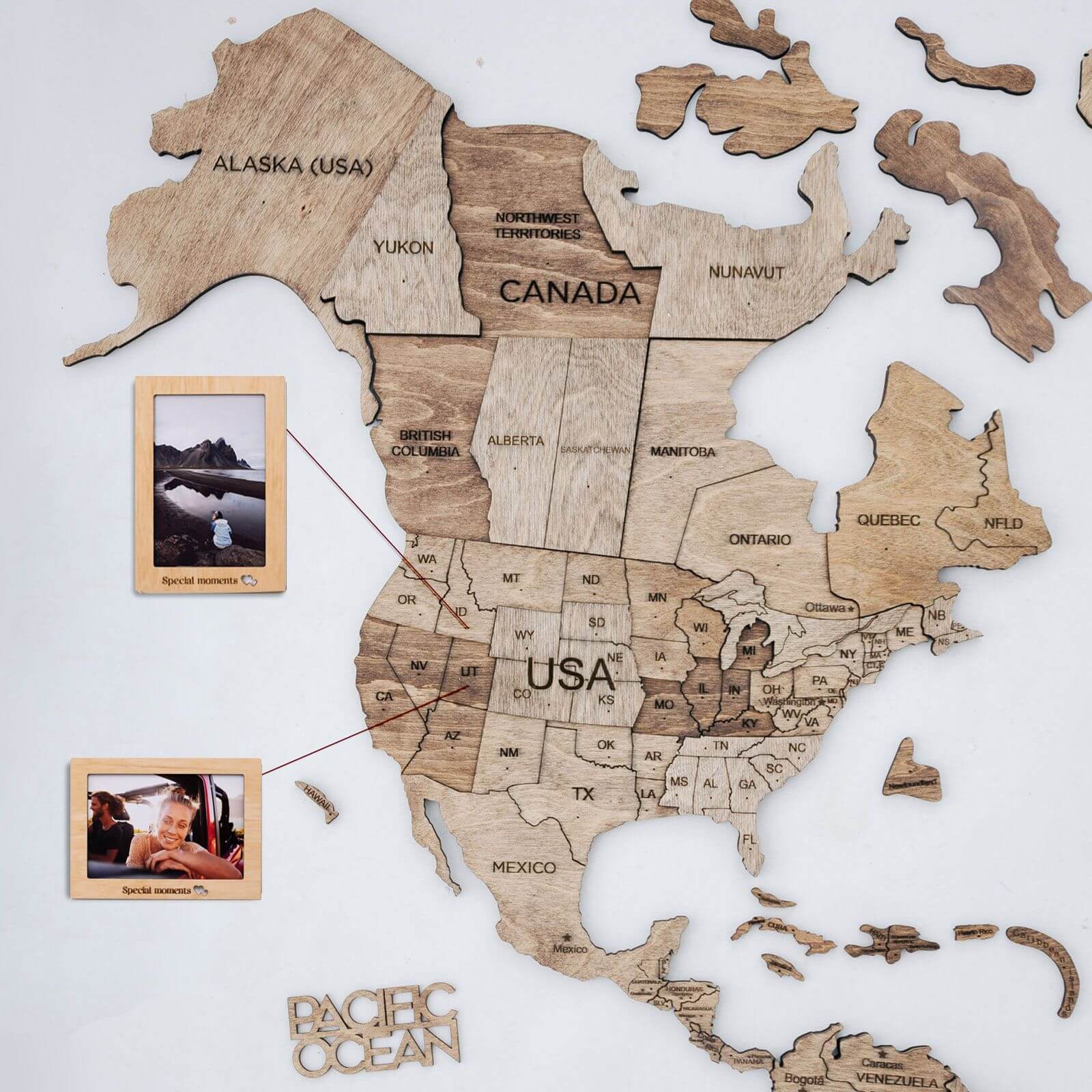 3D Wooden World Map Terra Wall Art in Brown and Tan