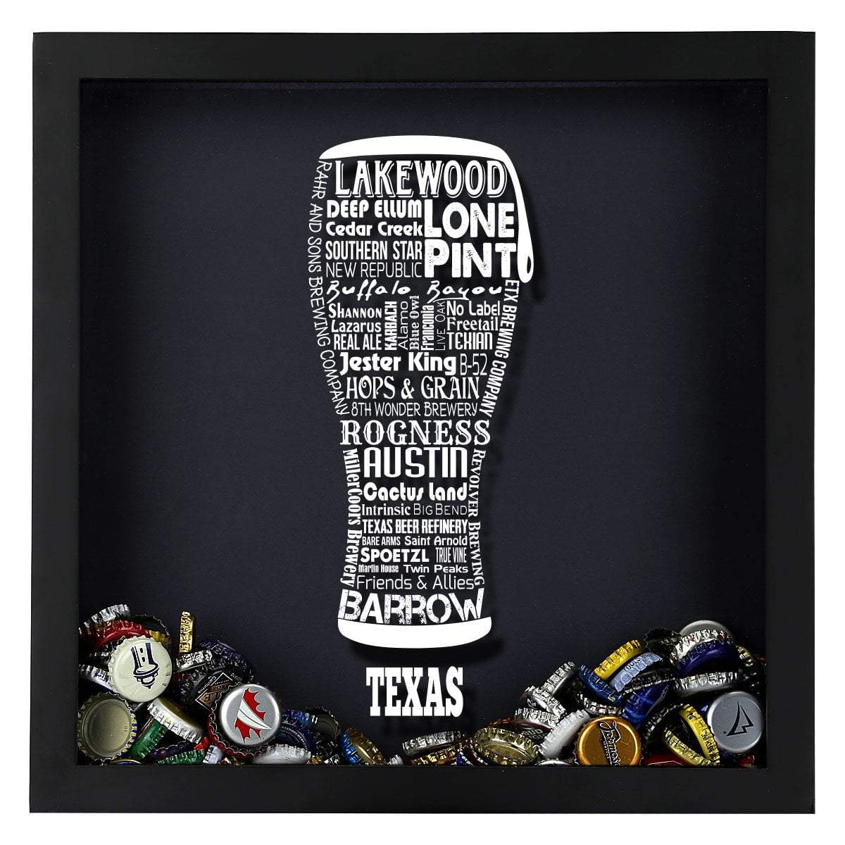 Texas Beer Typography Shadow Box