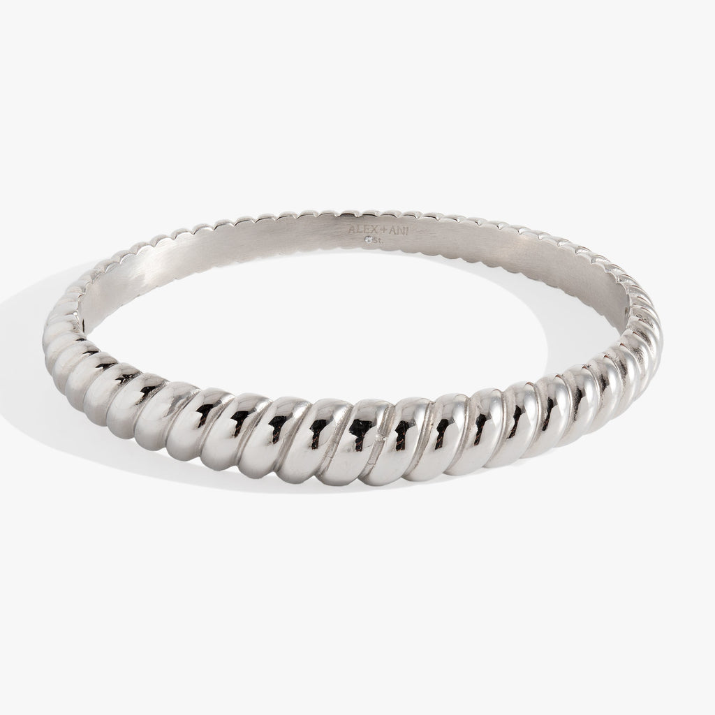 Gold Tone Stainless Steel Rope Textured Bangle Bracelet