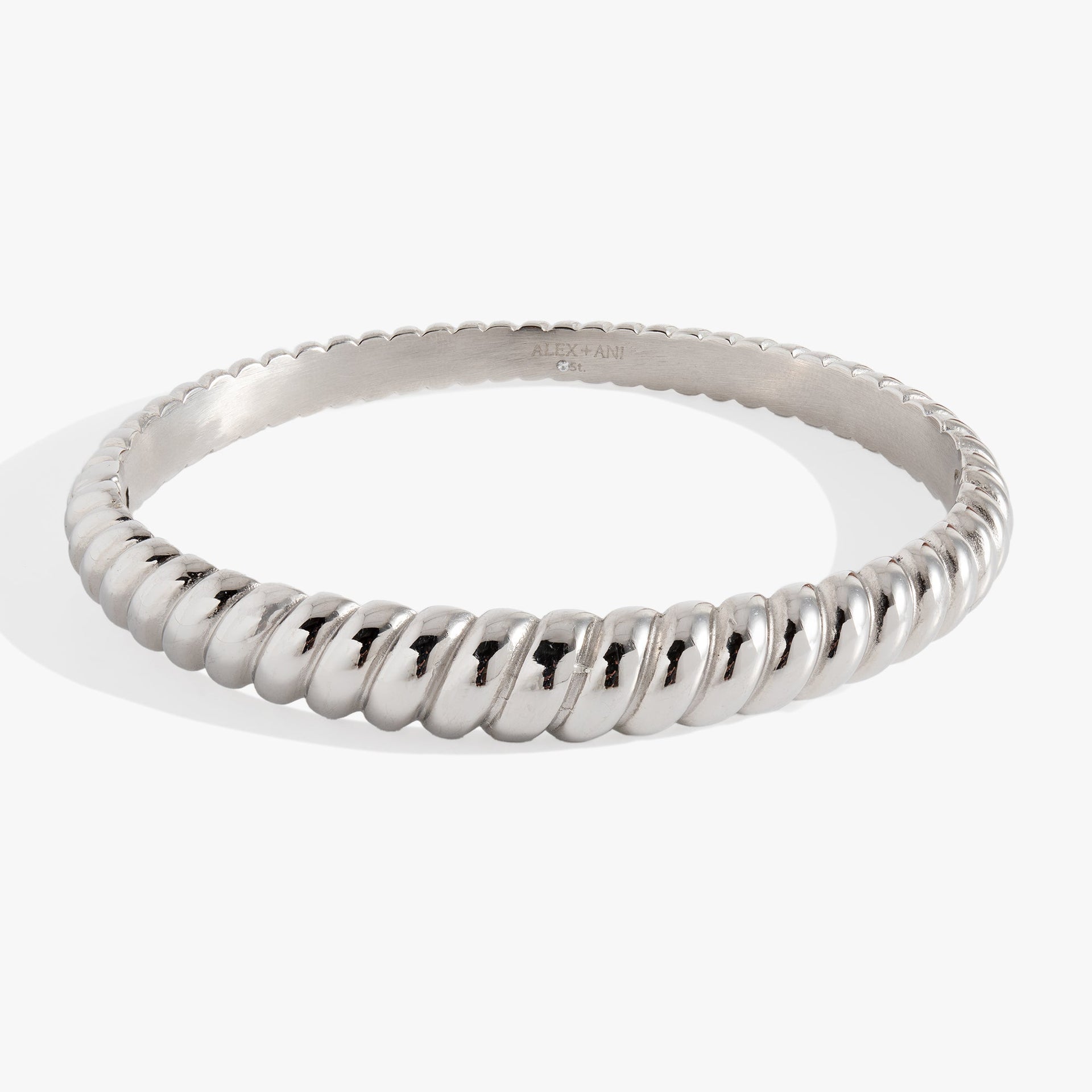Gold Tone Stainless Steel Rope Textured Bangle Bracelet