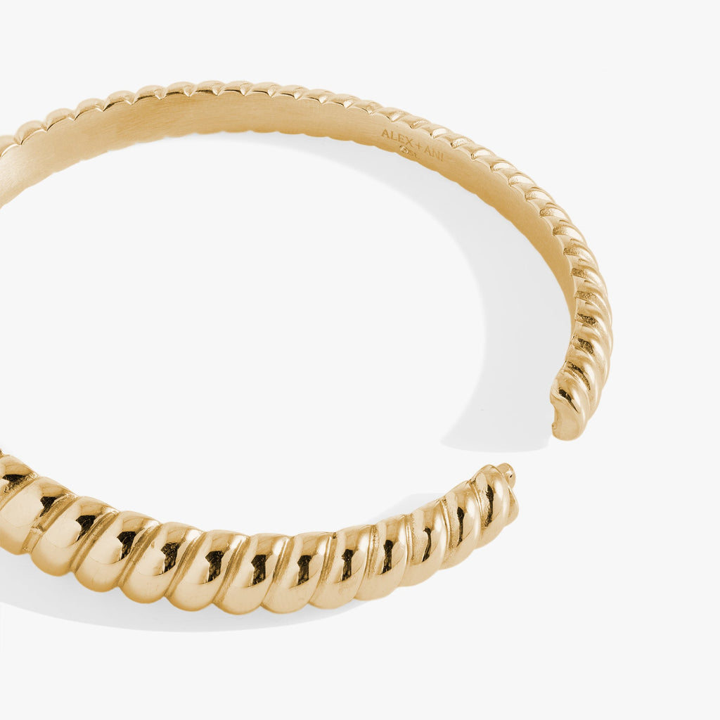 Gold Tone Stainless Steel Rope Textured Bangle Bracelet