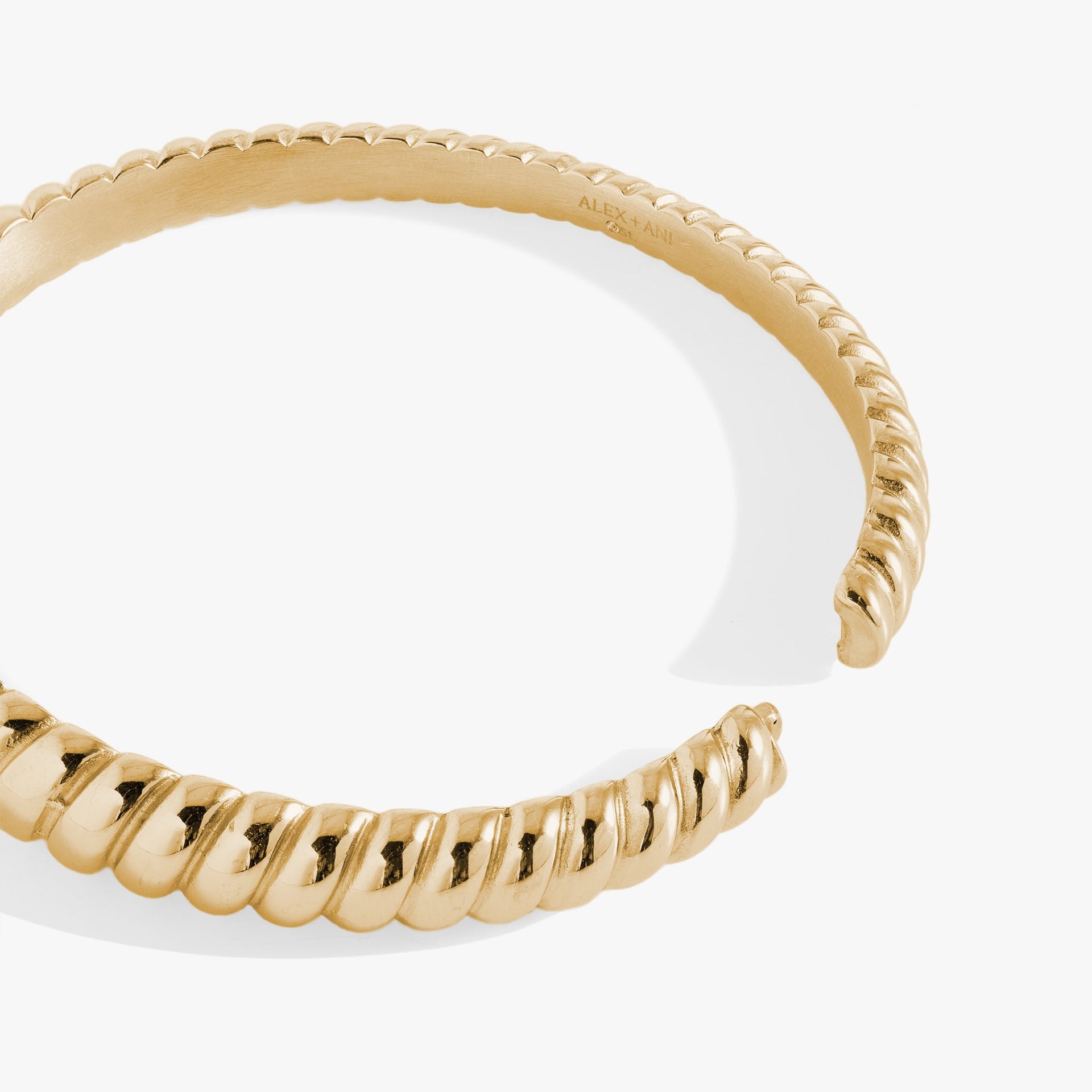 Gold Tone Stainless Steel Rope Textured Bangle Bracelet