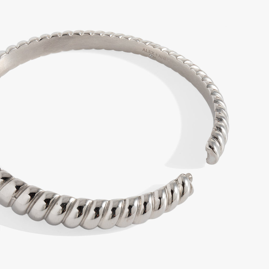 Gold Tone Stainless Steel Rope Textured Bangle Bracelet