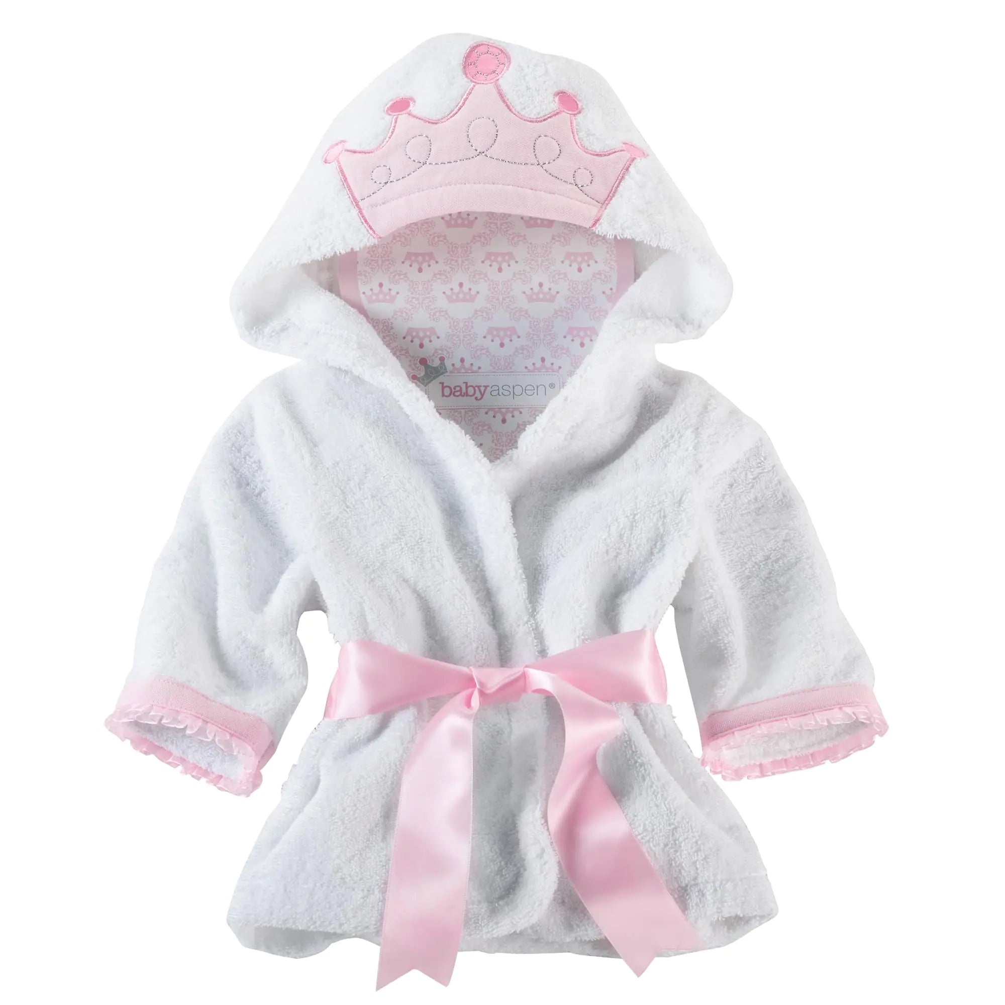 Baby Aspen Little Princess Hooded Towel Robe 0-9 Months Baby Bath Towel/Spa Robe