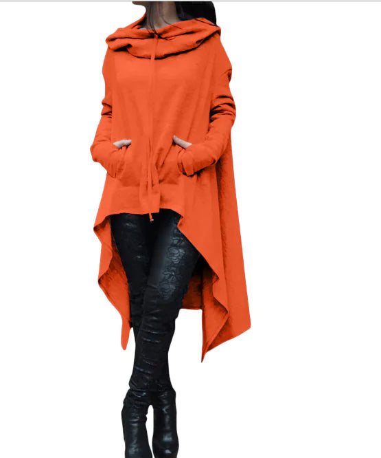 Solid Color Long Hooded Sweatshirt