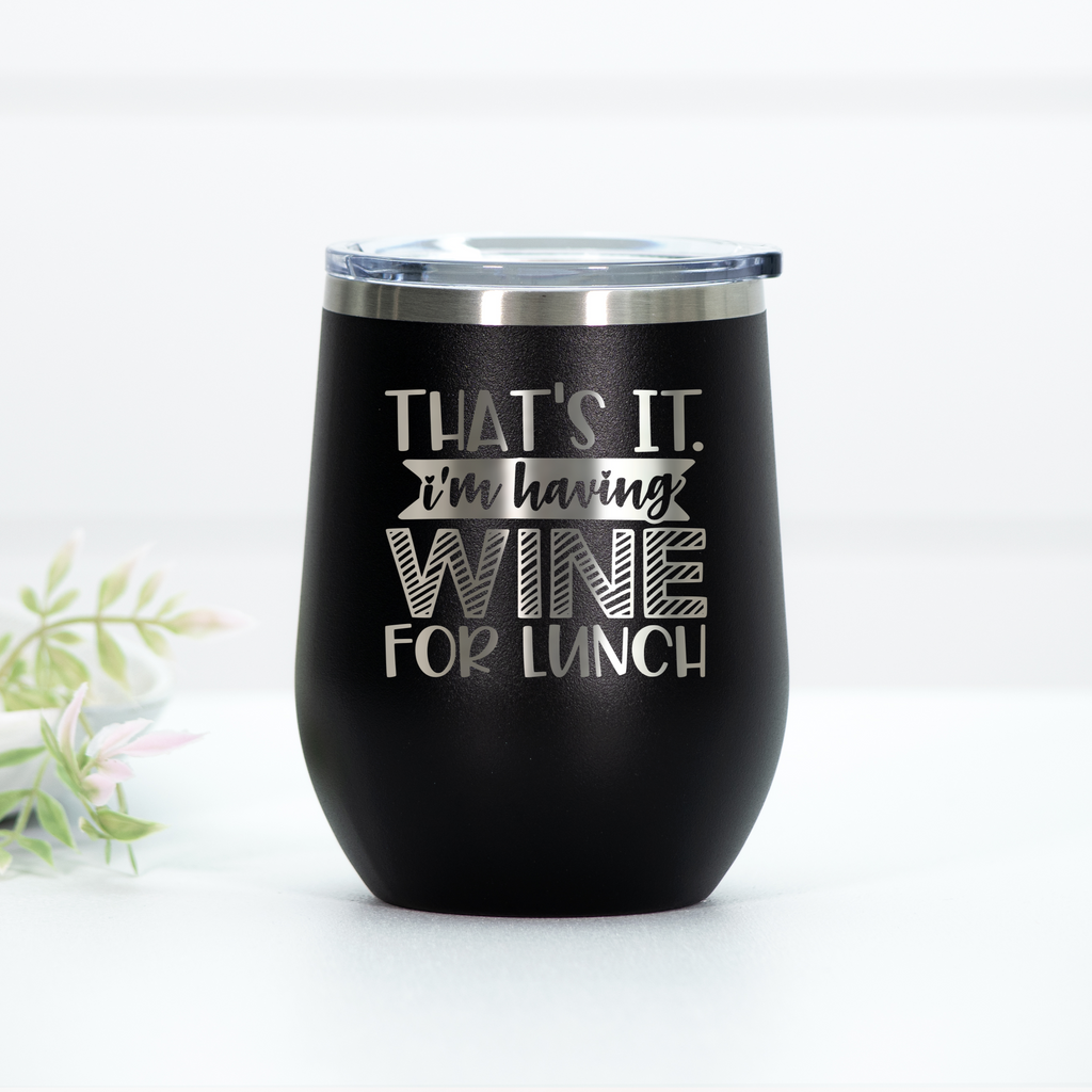 Wine For Lunch engraved wine tumbler color chart showing various vibrant options