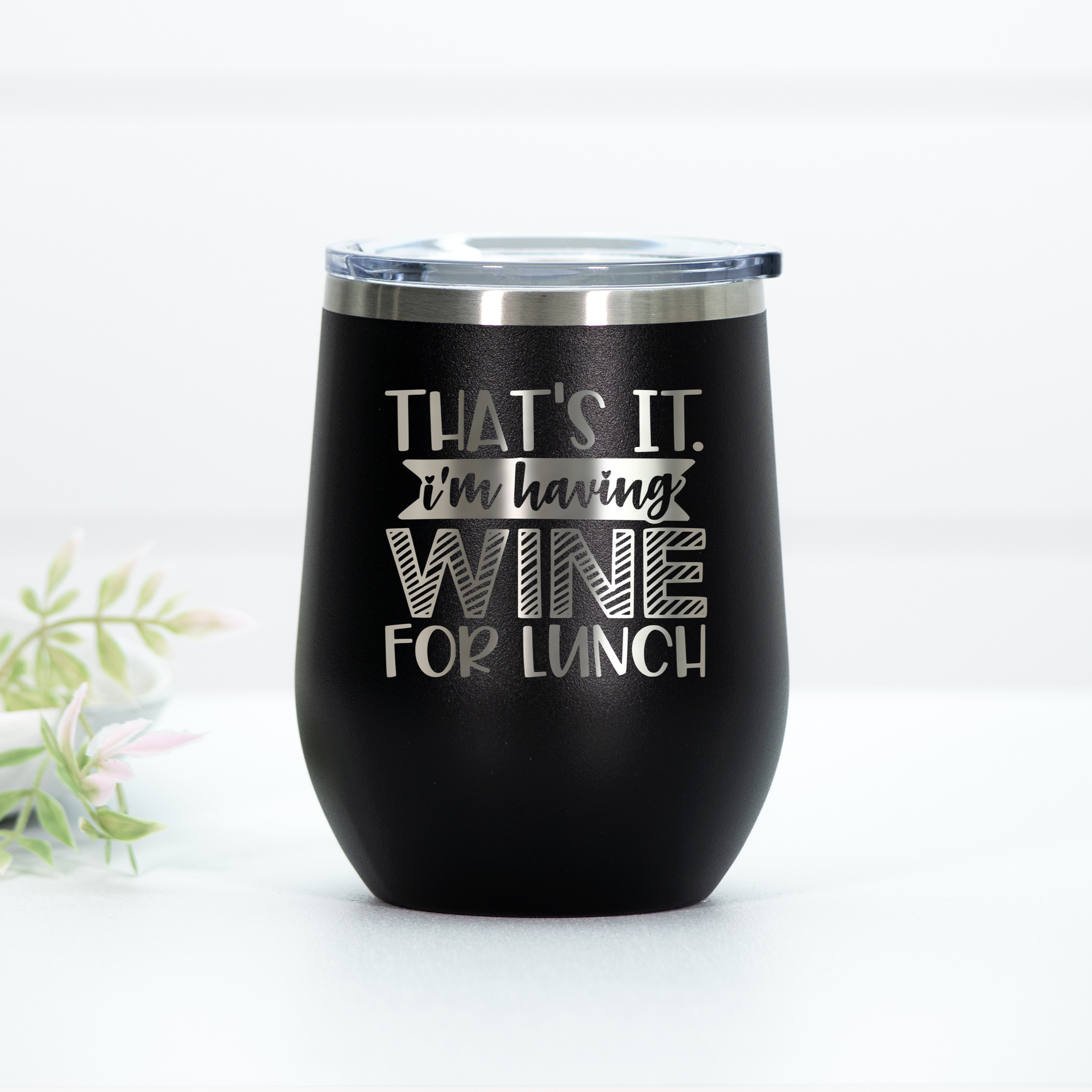 Wine For Lunch engraved wine tumbler color chart showing various vibrant options