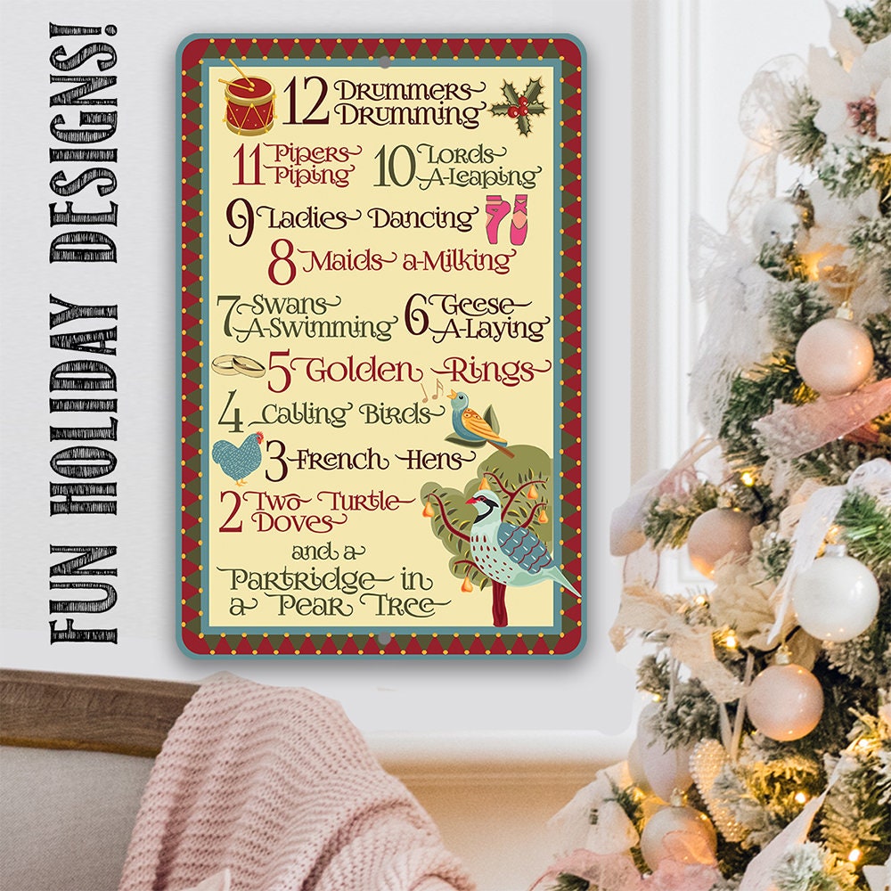 The 12 Days of Christmas - Metal Sign