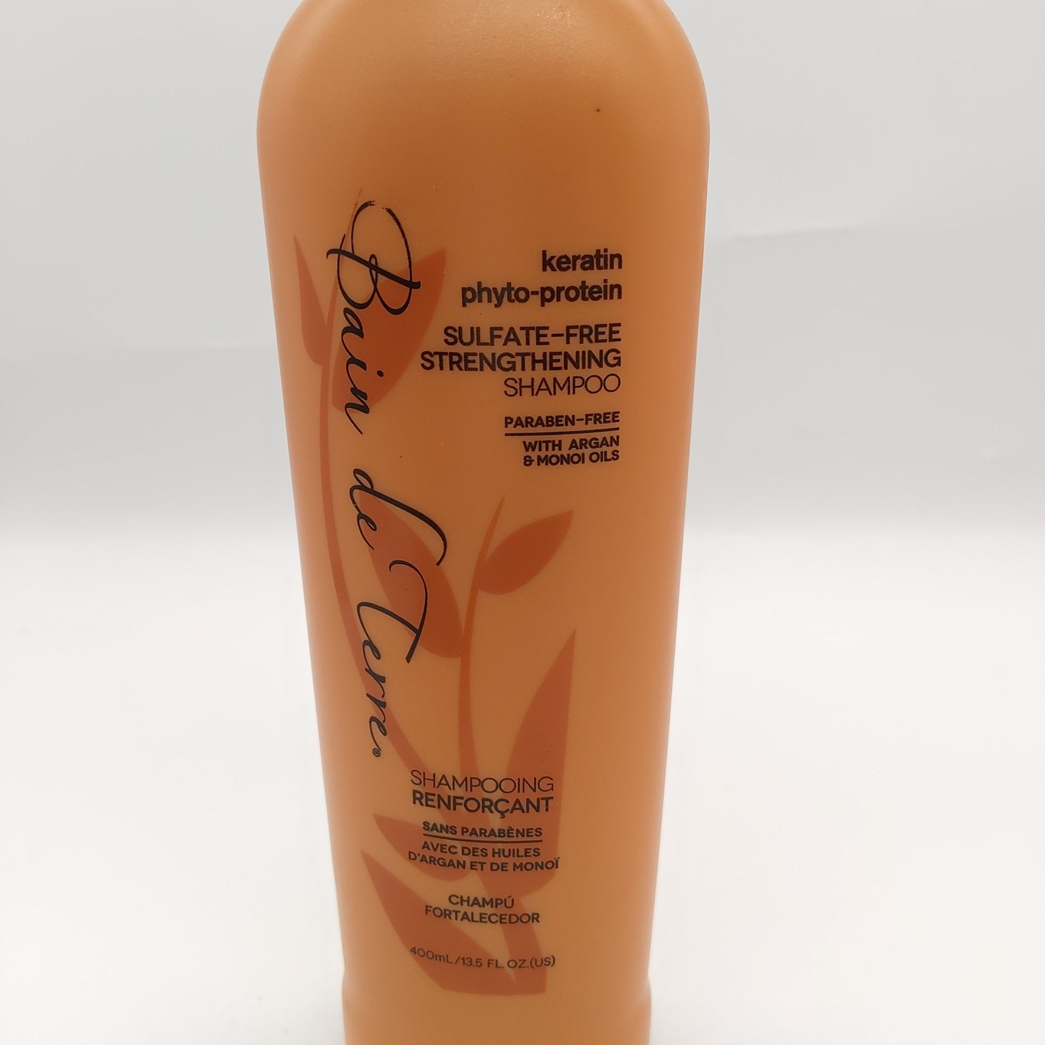 Bottle of Bain de Terre Keratin Phyto-Protein Strengthening Sulfate-Free Shampoo 13.5 oz