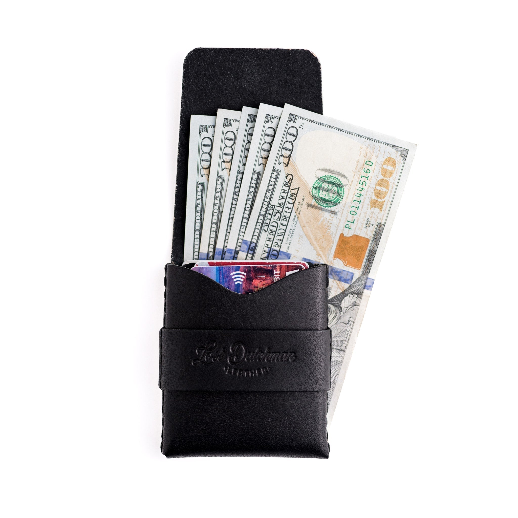 Black American full-grain cowhide Big Finn 2 wallet with front flap and side-access cash pocket