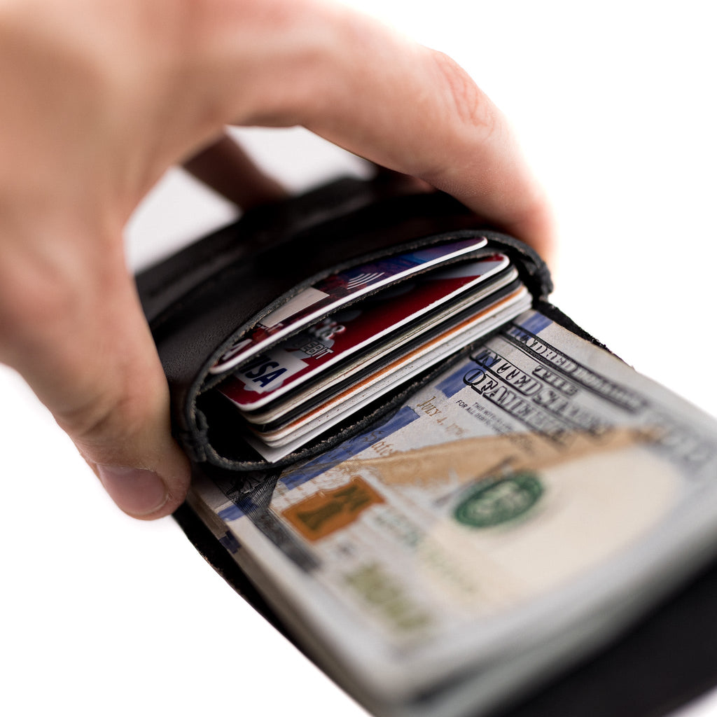 The Big Finn 2 Slim Leather Wallet with Side-Access Pocket - Black