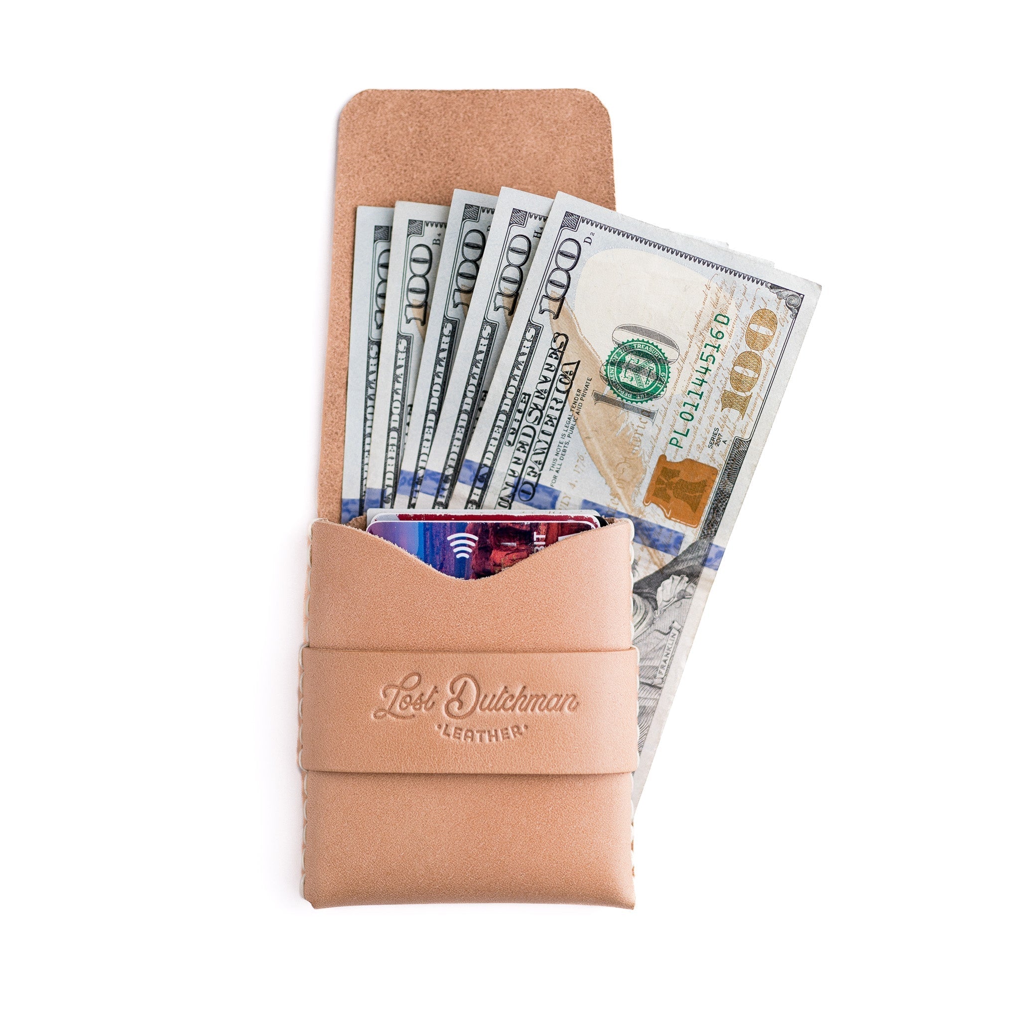 The Big Finn 2 leather wallet in Russet, featuring a minimalist design and front flap closure.