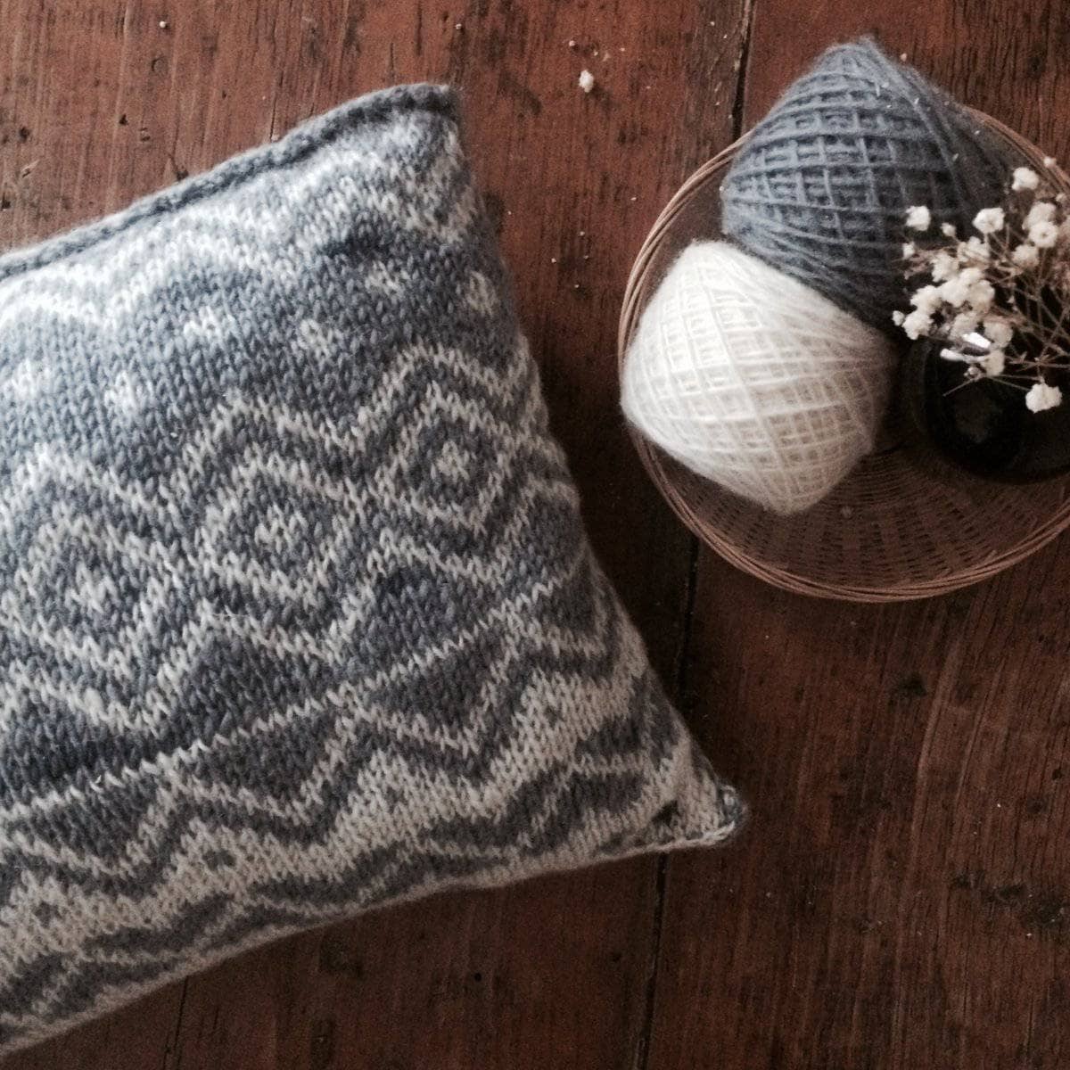 Bjerge Geometric Knit Throw Pillow, Modern Scandi-Hygge Accent