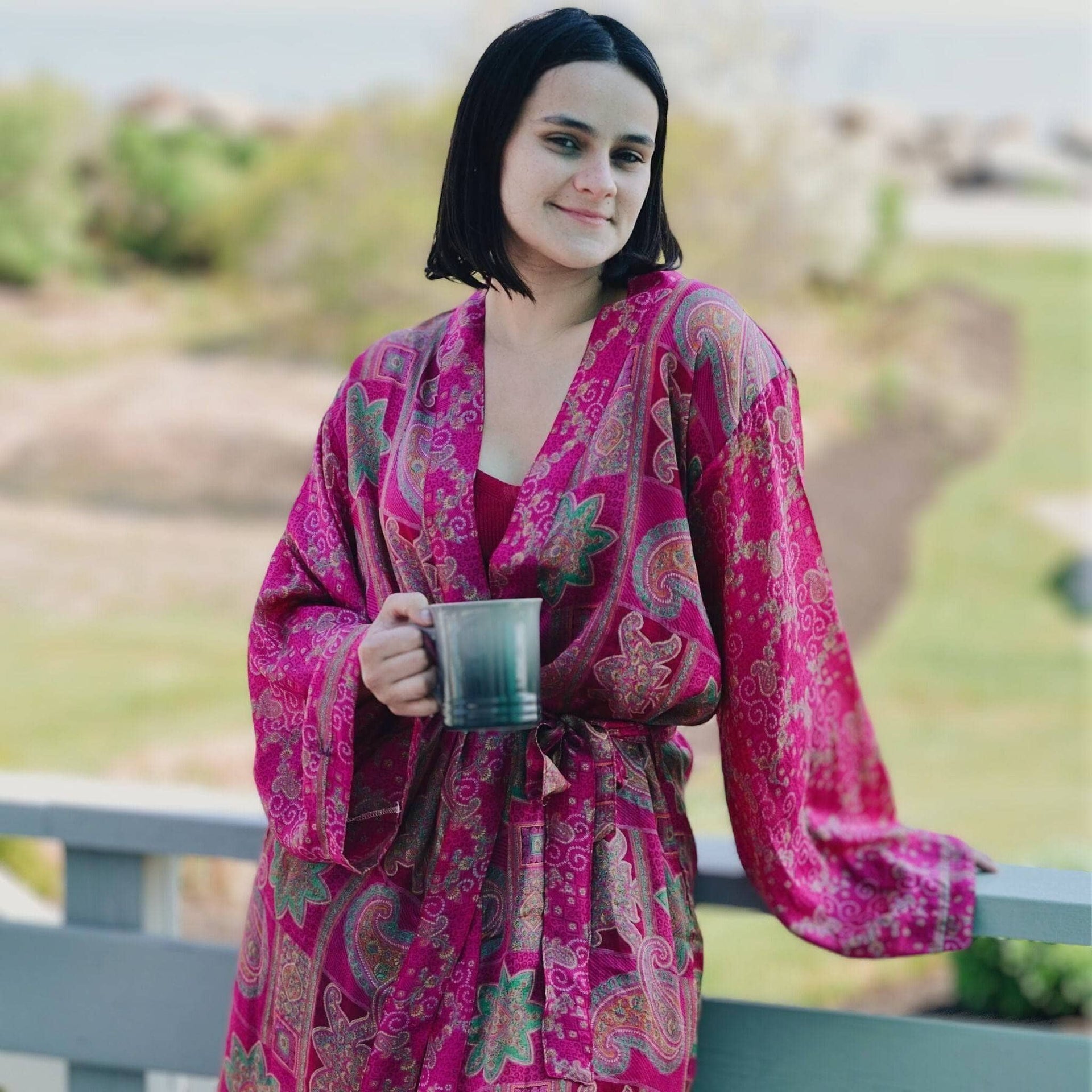 The Charlotte Short Sari Robe: Artisan Loungewear for Relaxation