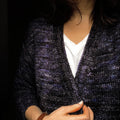 A finished loose-gauge cozy cardigan made from The Cozy Cardigan Knitting Pattern, styled for winter wear.