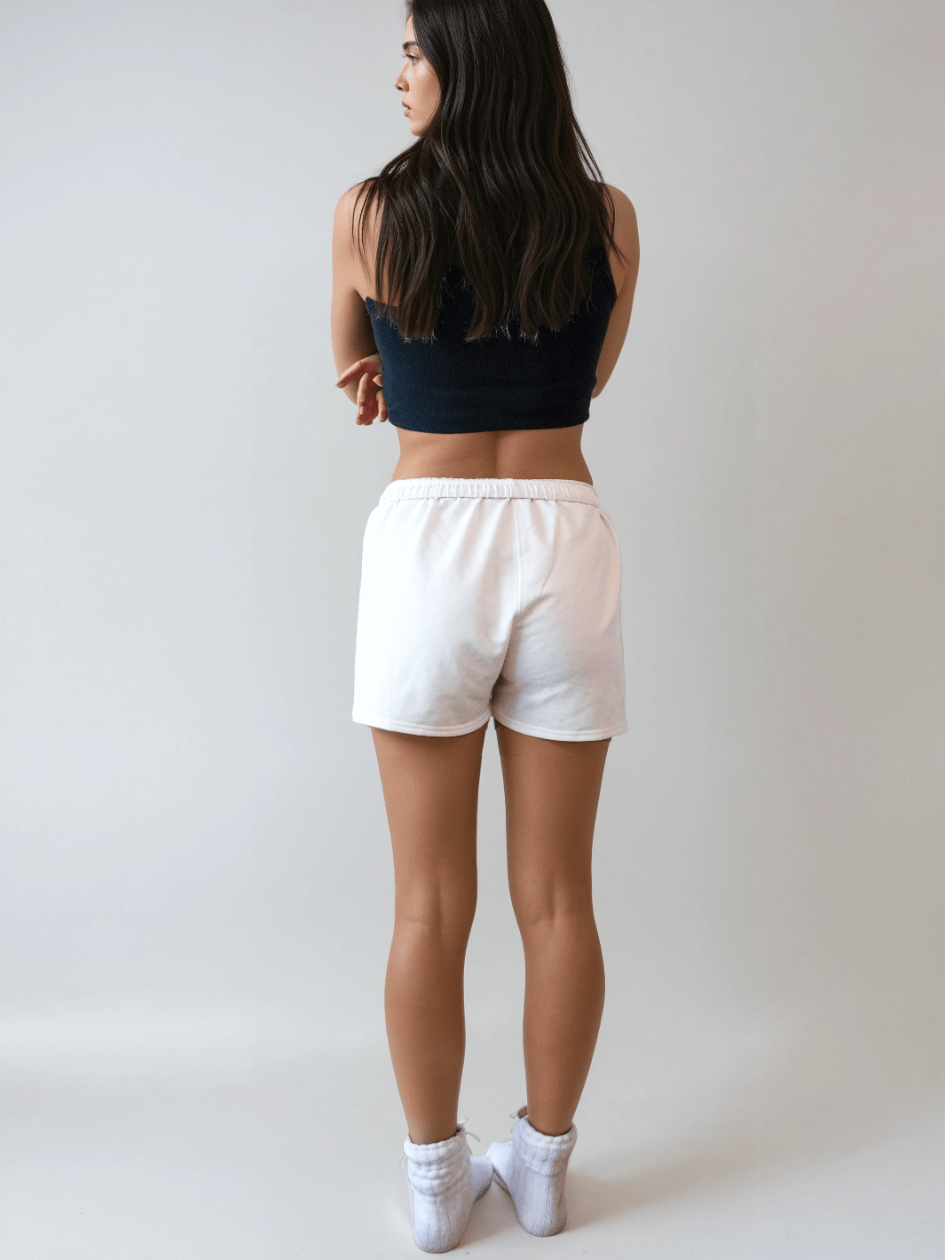 Women's Black Fleece Lounge Sweatshorts with Drawstring Waist - Image 8