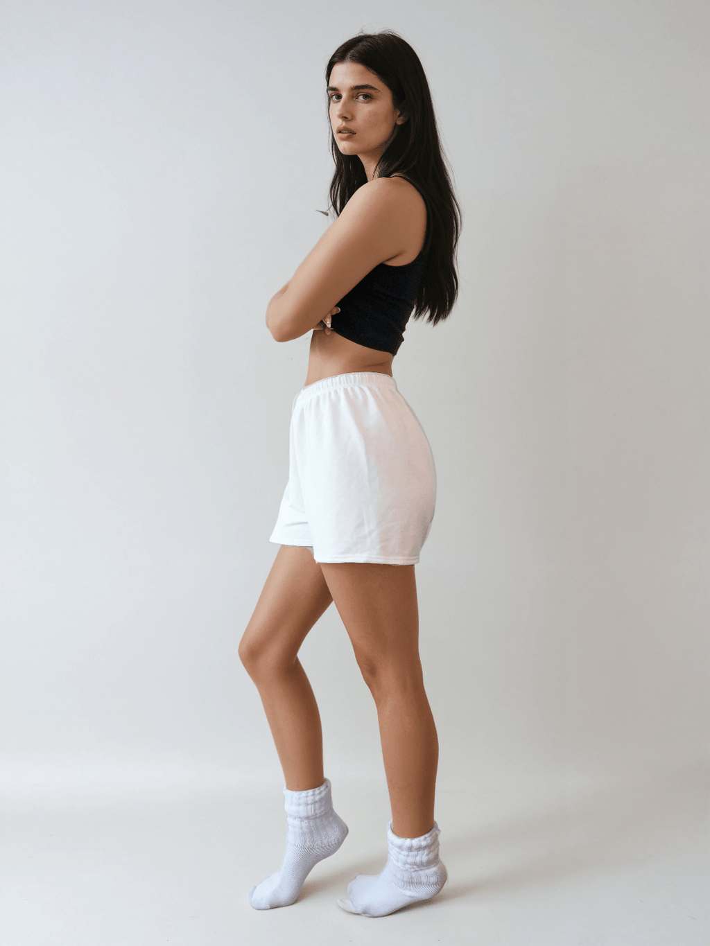Women's Black Fleece Lounge Sweatshorts with Drawstring Waist - Image 7