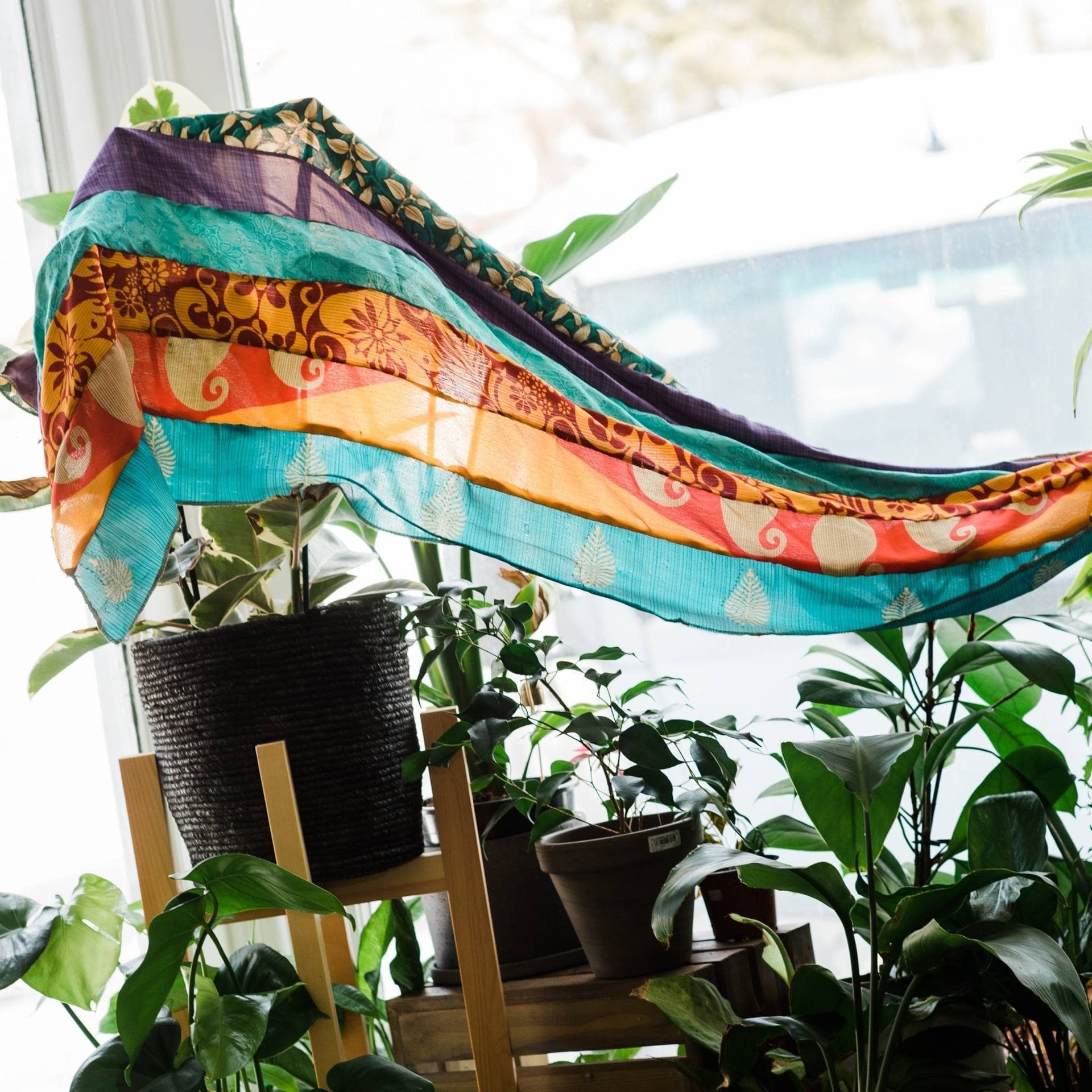 The Medley Reclaimed Sari Silk Scarf in Multi-Color