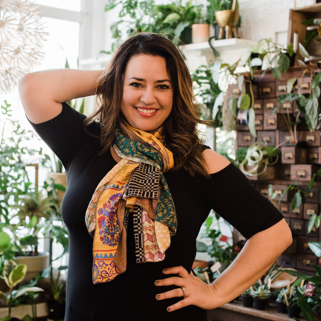 The Medley Reclaimed Sari Silk Scarf in Multi-Color