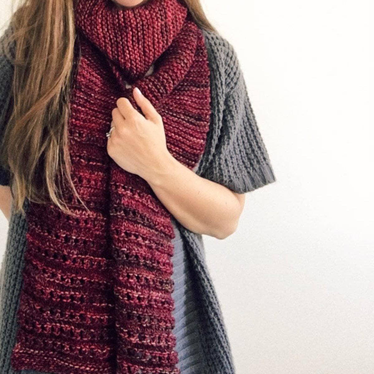 Milan Scarf knitting kit with luxury Malabrigo Mecha yarn in a skein.