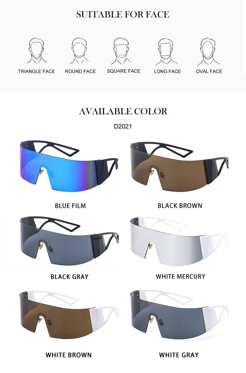 Polarized Rectangle Rimless Sports Cycling Sunglasses