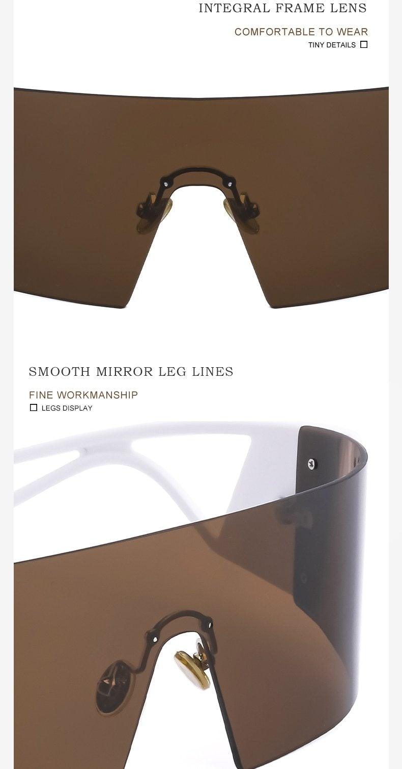 Polarized Rectangle Rimless Sports Cycling Sunglasses