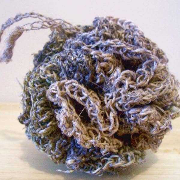 Minimalist hemp crochet bath shower puff in tan