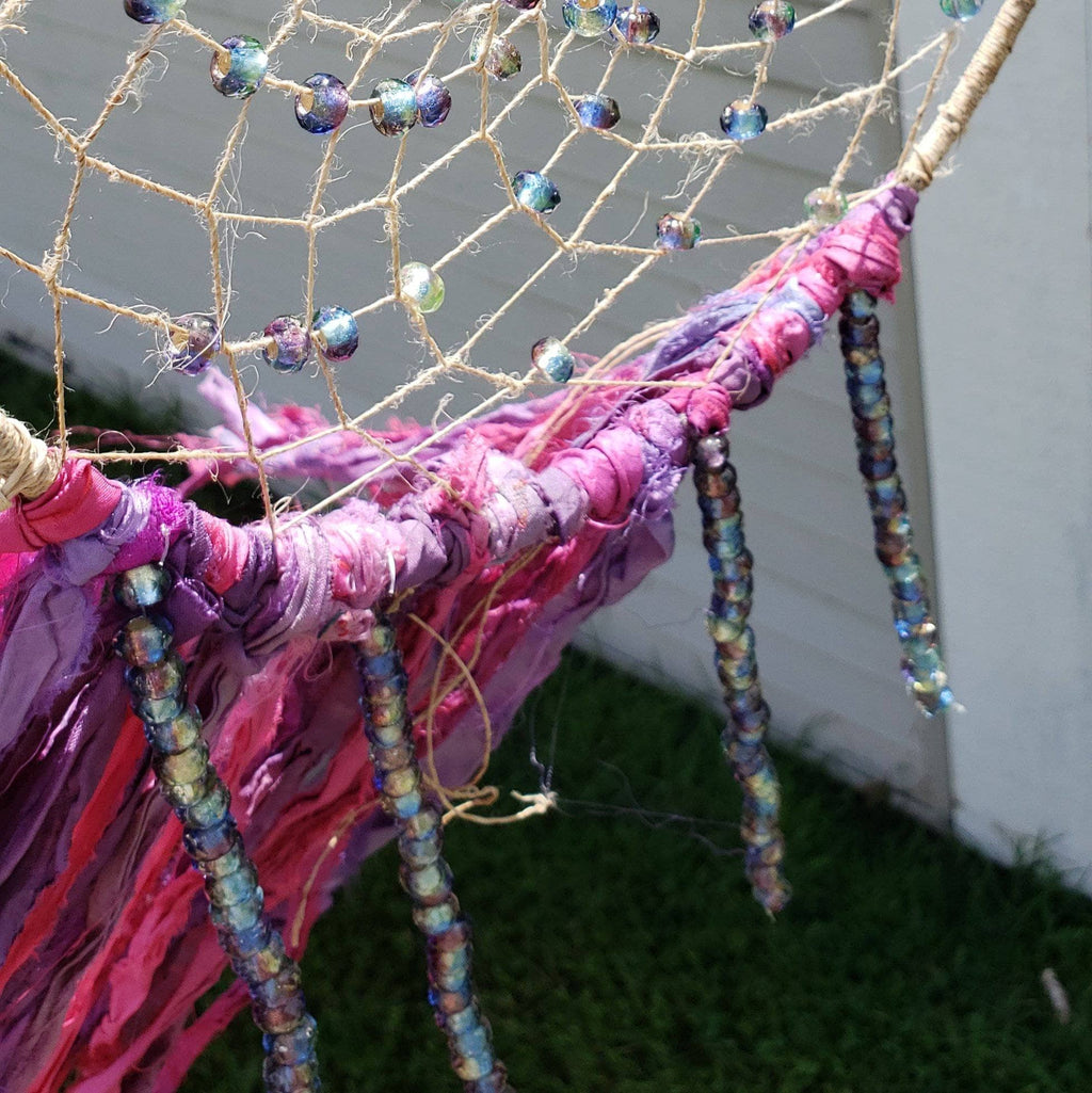 DIY Dreamcatcher Kit Bohemian Wall Art with Sari Silk Ribbon