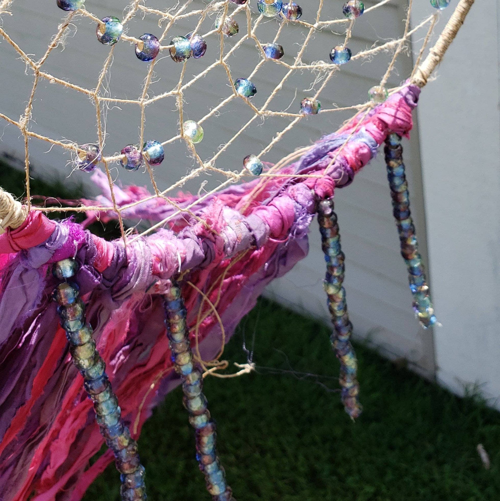DIY Dreamcatcher Kit Bohemian Wall Art with Sari Silk Ribbon