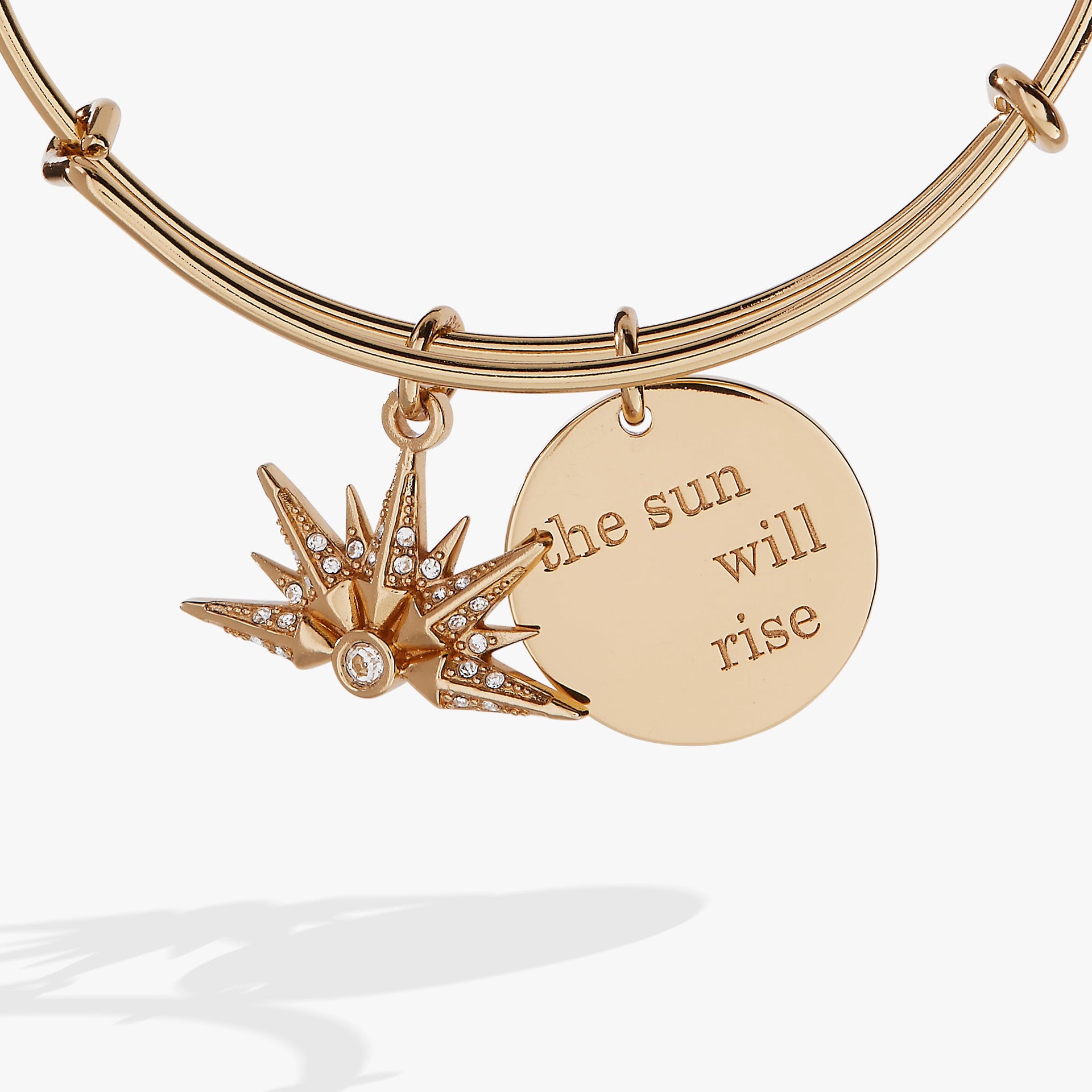 The Sun Will Rise Gold Duo Charm Expandable Bangle Bracelet