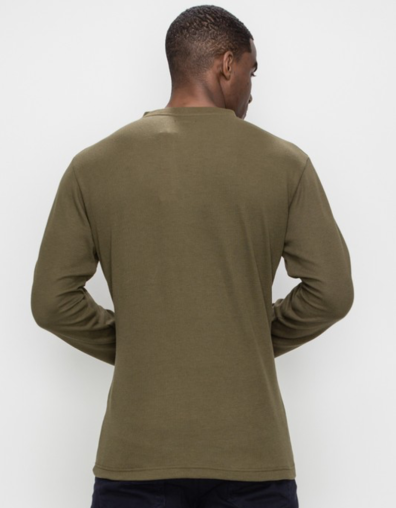 Thermal Henley Long Sleeve Top in Olive