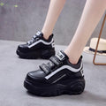 Chunky Platform Women's Sneakers - White & Black Casual High Heels