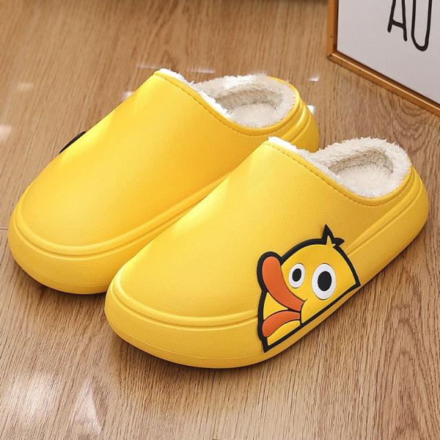 Women's Waterproof Platform Slippers with Memory Foam & Fur Lining