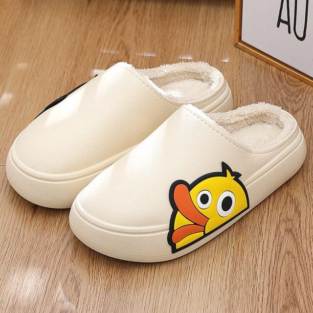 Women's Waterproof Platform Slippers with Memory Foam & Fur Lining
